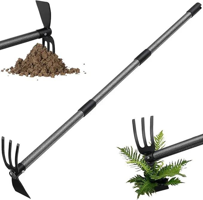 Garden Hoe Tool, 2-in-1 Heavy Duty Dual-Head Weeding Tool, 45" Adjustable Long Handle Cultivator for Weeding, Tilling, Lawn Yard Flower Bed Gardening Tool by GreenHaven Gardens