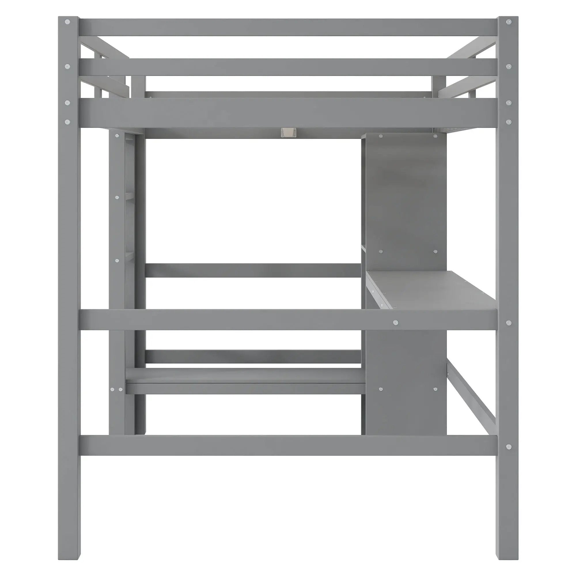 Loft Bed With Built In Desk And Multifunction Shelves