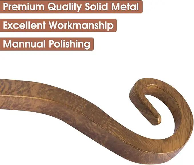 Jardim 2 Pack 10 Inch Premium Decorative Metal Iron Wall Hangers for Home Decor, Indoor Outdoor Plant Bracket Rustic Hanging Gardening Hooks for Planters, Bird Feeders, Lanterns, Wind Chimes (Coffee) by GreenHaven Gardens