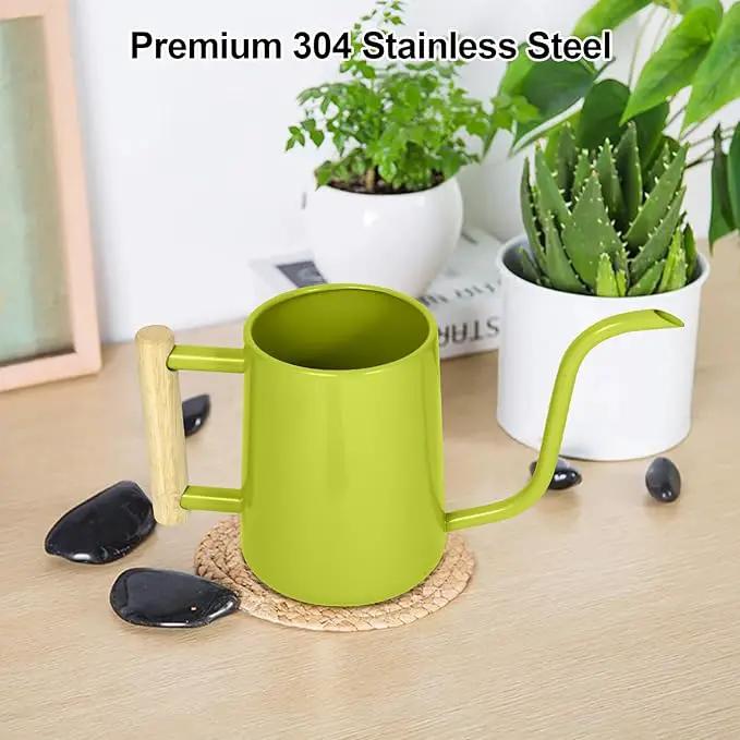Watering Can Indoor Plants, 35 oz/1000 ml Metal Stainless Steel Watering Can Pot with Long Spout for Indoor House Plants Bonsai Outdoor Garden Flower Decorative (Bright Green) by GreenHaven Gardens