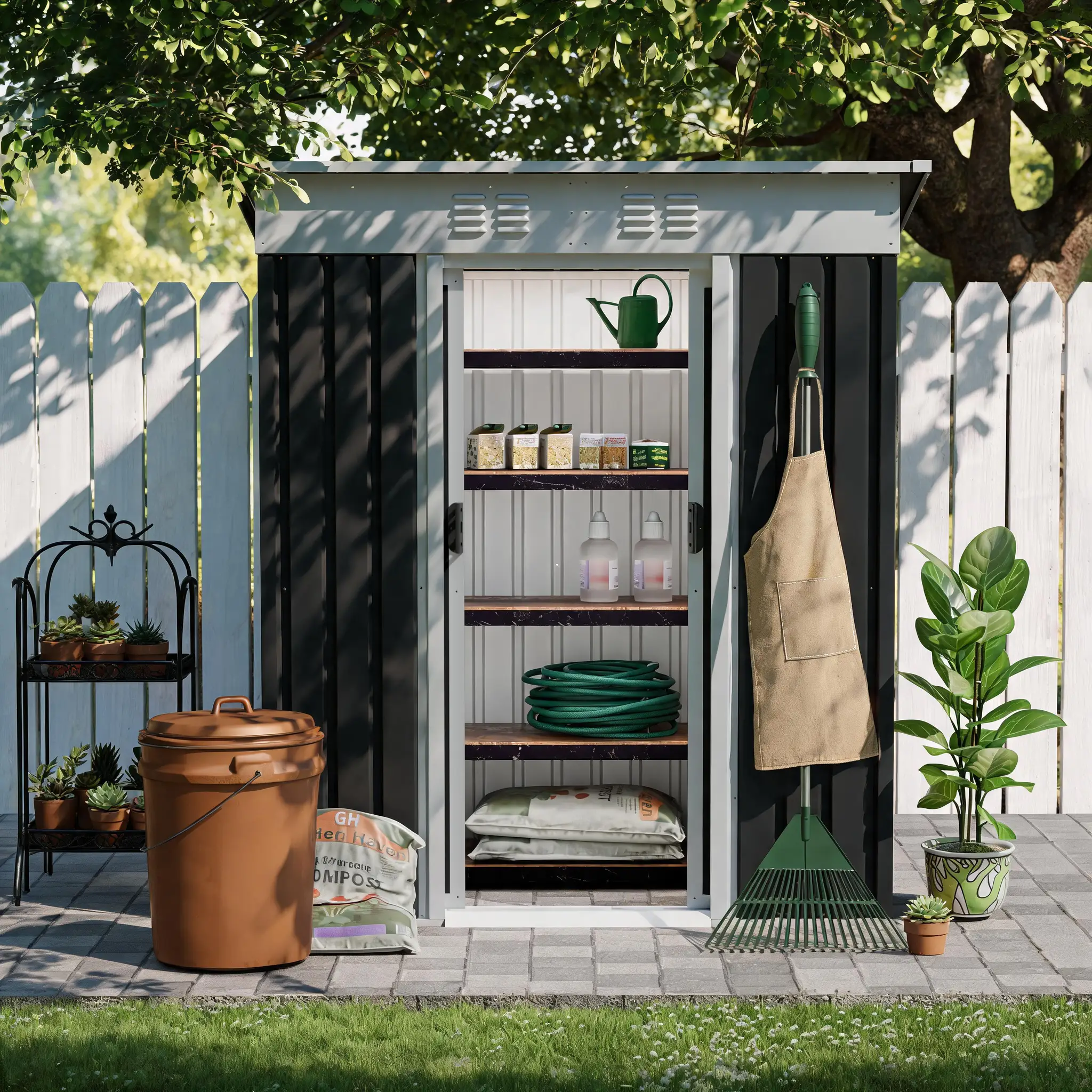 5x3 FT Metal Garden Shed with Sliding Door by HouseOfZazla