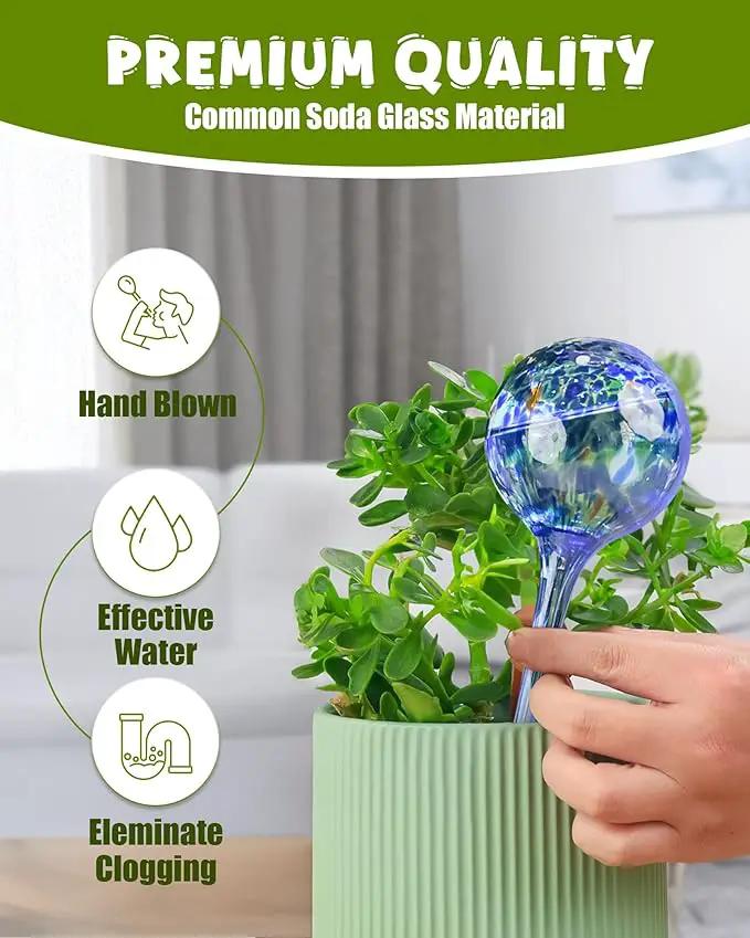 Iridescent Self Watering Globes, Glass Rainbow Plant Watering Globes, Self Watering Planter Insert, Automatic Plant Waterer Indoor (Large-4 Pcs Multi-Color, Large) by GreenHaven Gardens
