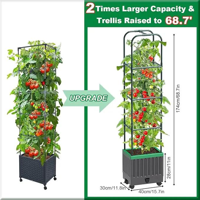 Tomato Planter Box with Trellis, 68.7" Tall Self Watering Tomato Cages for Climbing Vegetables Plant, Raised Garden Bed for Garden, Tomato Plant Support Pots for Patio Indoor Outdoor（68.7" ） by GreenHaven Gardens