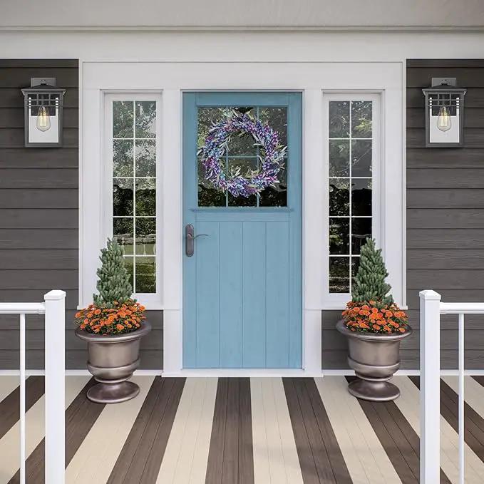 Outdoor Light Fixture Wall Mount, Modern Exterior Lights Fixture Wall Sconces with Seeded Glass for Front Porch, Farmhouse Waterproof Black Carriage Lantern Lamp Outside for Home, Garage, 2 Pack by GreenHaven Gardens