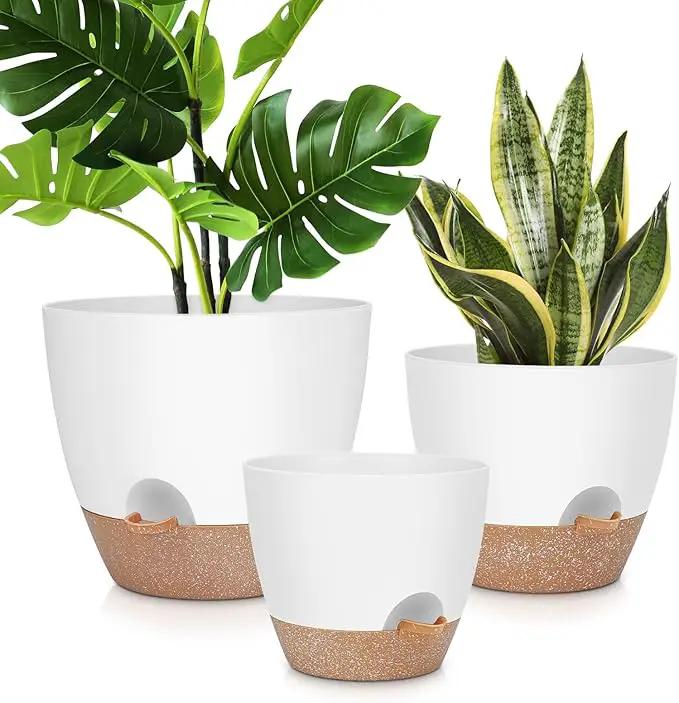 12" 10" 9" Large Self Watering Plant Pots, 3 Pack Flower Pots Planters with Multi Mesh Drainage Holes for Indoor Outdoor Garden Plants and Flowers. by GreenHaven Gardens