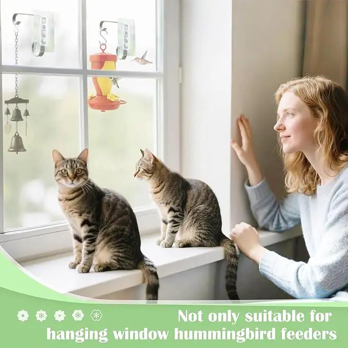 Bird Feeder Hanger Window Mount: Metal Hanging Bird Feeder 6Inch - Geometric Window Hummingbird Feeder - for Outside Decorative - 4pcs by GreenHaven Gardens