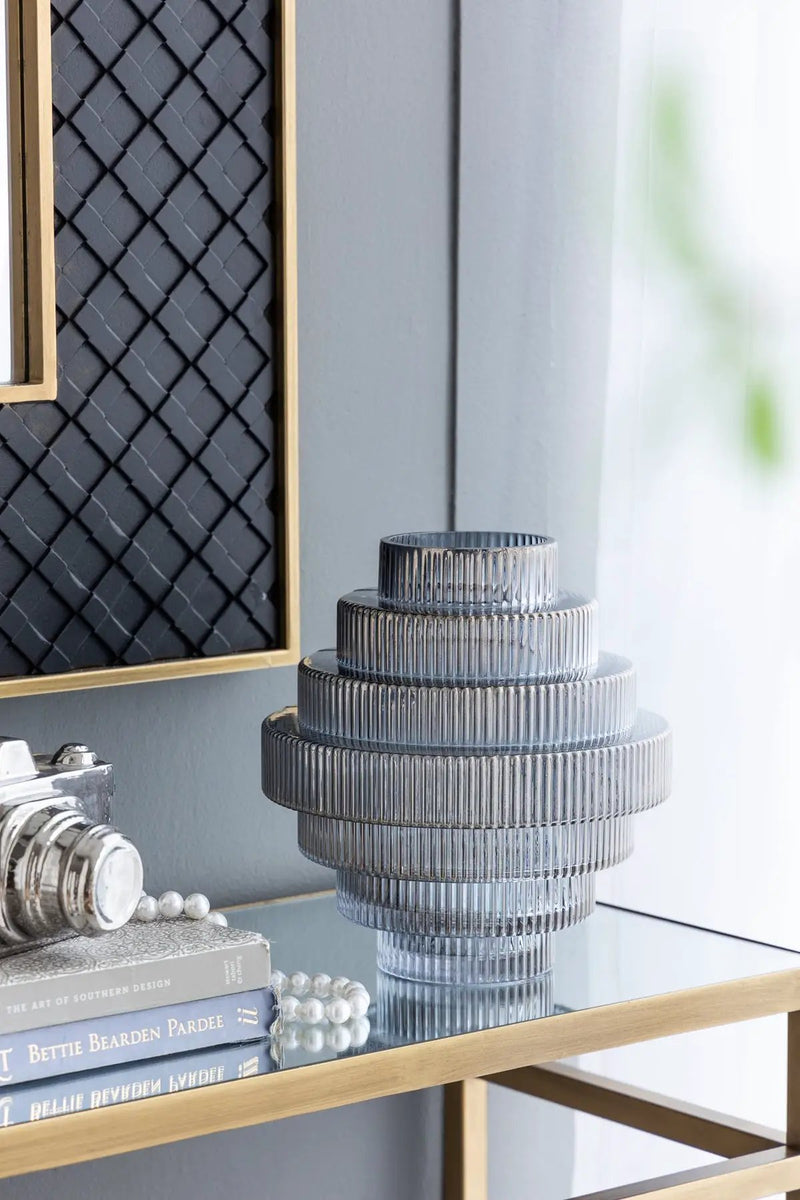 Multi-Tiered Geometric Vase with Smoked Glass Finish by HouseOfZazla