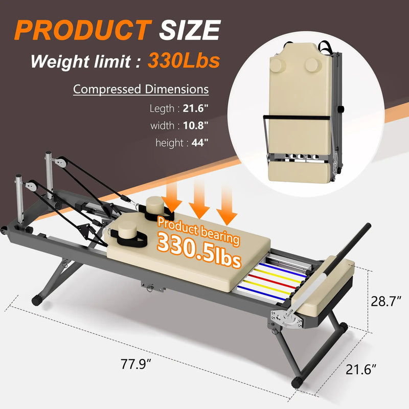 Foldable Pilates Reformer Machine for Home Gym by HouseOfZazla