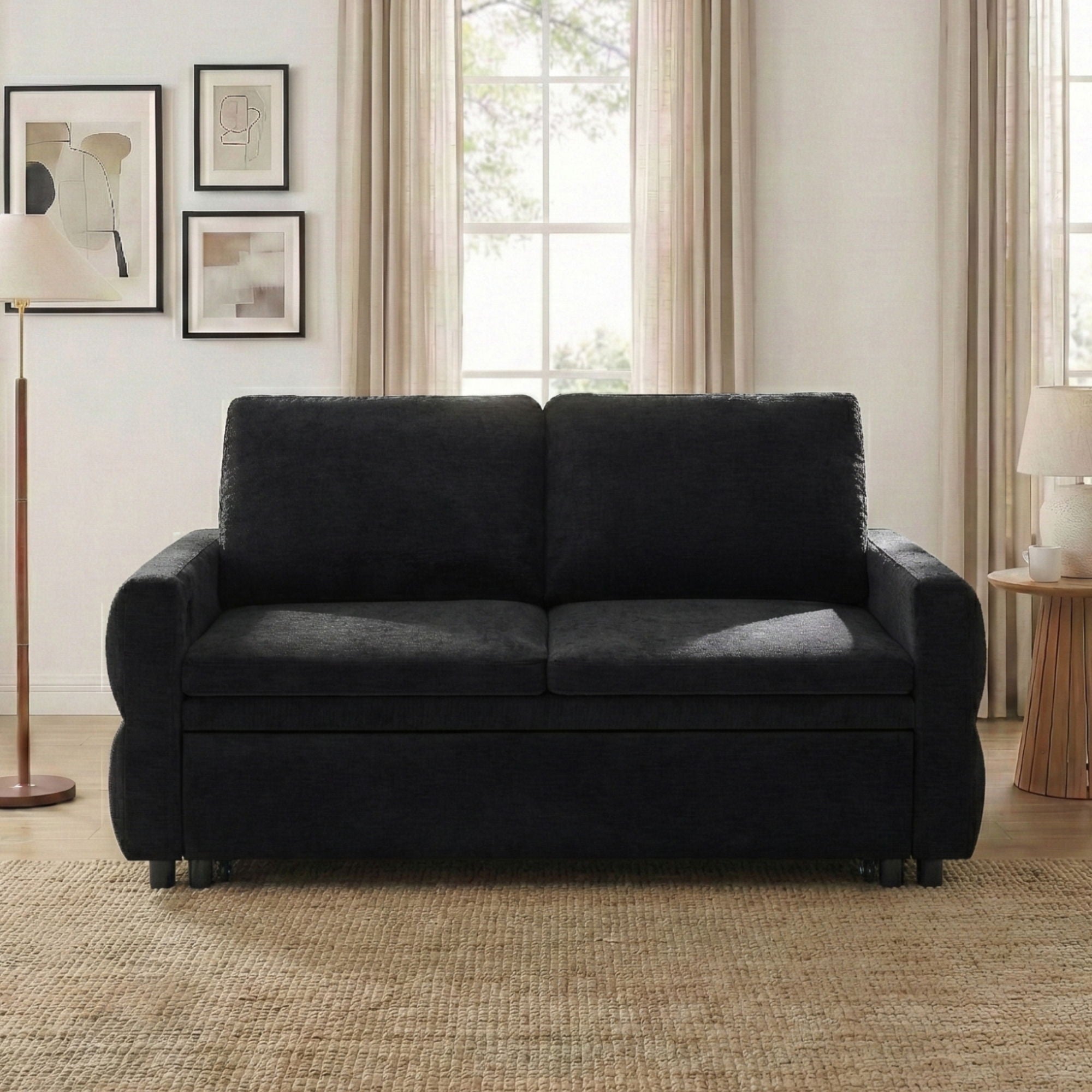 Convertible Sofa Bed Loveseat With Adjustable Backrest And USB Ports by HouseOfZazla