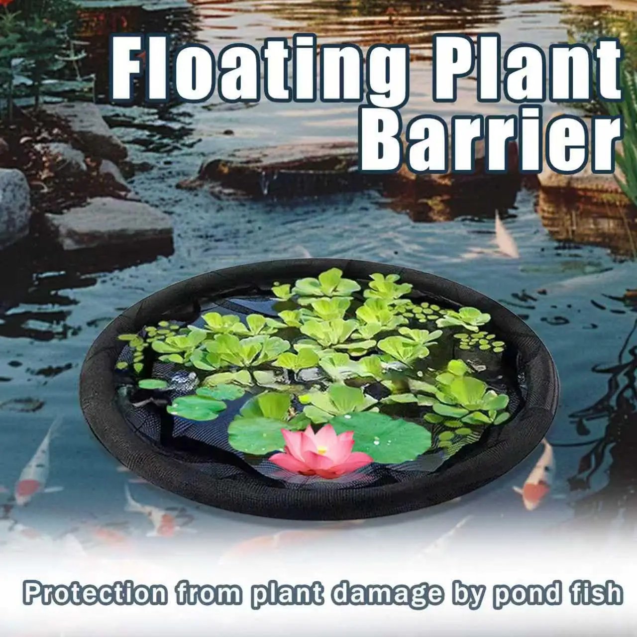 2Pack Round Floating Flora Fish Barrier-31.5Inch Black Pond Plant Protector, Floating Island/Planter Pond,UV Resistant Net to Shield Floating Plant(Lotus/Water Lilies)from Koi, with Waterproof Gloves by GreenHaven Gardens