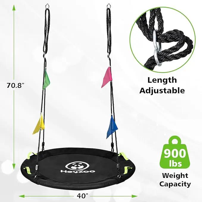 Tree Swing, Saucer Flying Swing 40 Inch for Kids, 900lbs Weight Capacity, with Adjustable Hanging Straps, Swing Sets for Backyard, for Indoor and Outdoor Playground, Black by GreenHaven Gardens