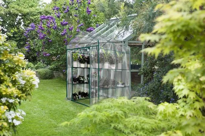 Greenhouse - Walk in Greenhouse with 8 Sturdy Shelves and PVC Cover for Indoor or Outdoor Use - 56 x 56 x 76-Inch Green House by Home-Complete by GreenHaven Gardens