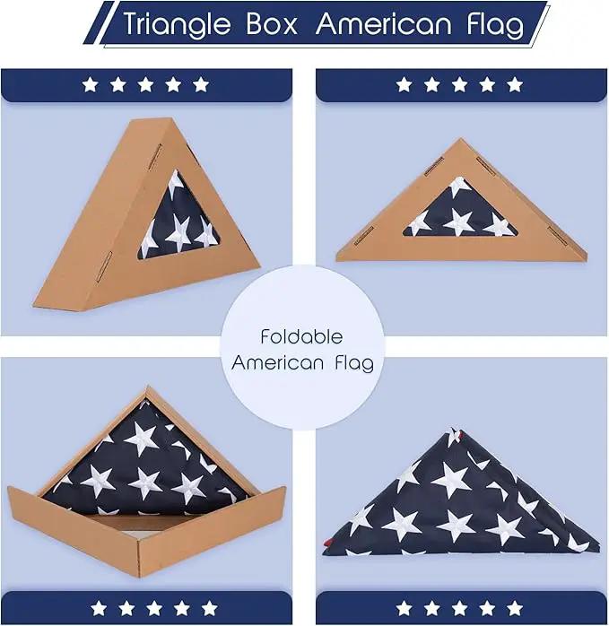 Homissor Folded 3x5 American Flag 420D Nylon Heavy Duty Outdoor Triangle Box Package USA US Flags Embroidered Stars Long Lasting for All Weather High Winds by GreenHaven Gardens