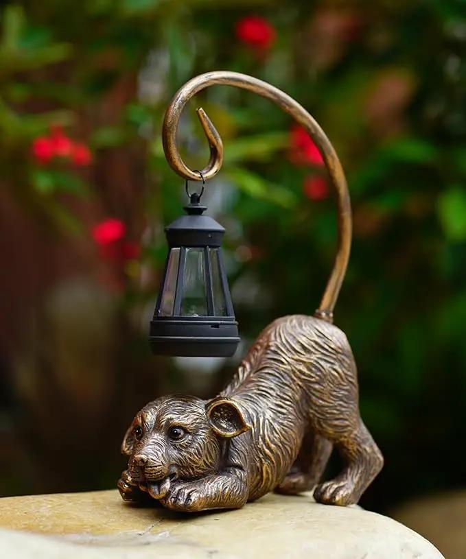 Solar Dog Garden Statue for Outdoor: Outside Sculptures Decor for Art Patio Balcony Yard Lawn – Unique Birthday Gift for Women Mom Grandma by GreenHaven Gardens