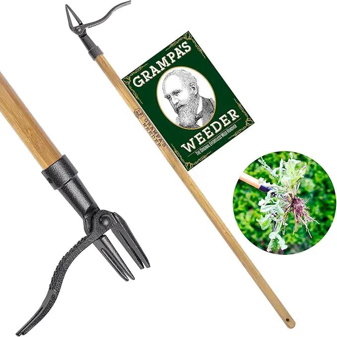 Grampa's Weeder - The Original Stand Up Weed Puller Tool with Long Handle - Made with Real Bamboo & 4-Claw Steel Head Design - Easily Remove Weeds Without Bending, Pulling, or Kneeling. by GreenHaven Gardens
