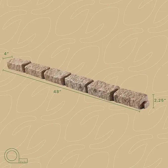 Beuta Landscape Edging | Garden Edging Border | Faux Stone Bricks for Lawn edging, Flower beds, Pathways & Yard Edging– 10 Packs | Each Section Has 6 Bricks 48"L x 4"W x 2.25"H | 30 Spikes |Sandstone by GreenHaven Gardens