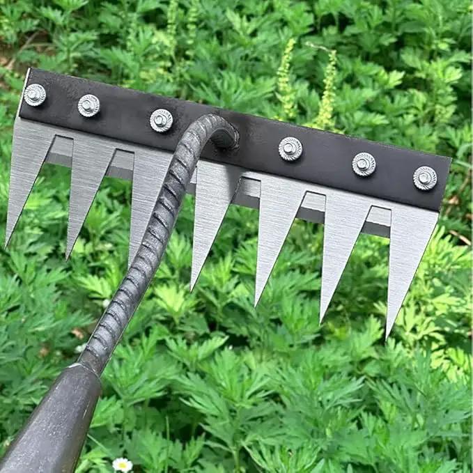 Gardening Hand Weeder Tool,Manual Weeder Tool with Detachable Blades, 4 Sizes High Carbon Steel Dual-Edge Design for Farm Garden Lawn Weed Removal, Soil Cultivation & Root Extraction (7 Tines) by GreenHaven Gardens