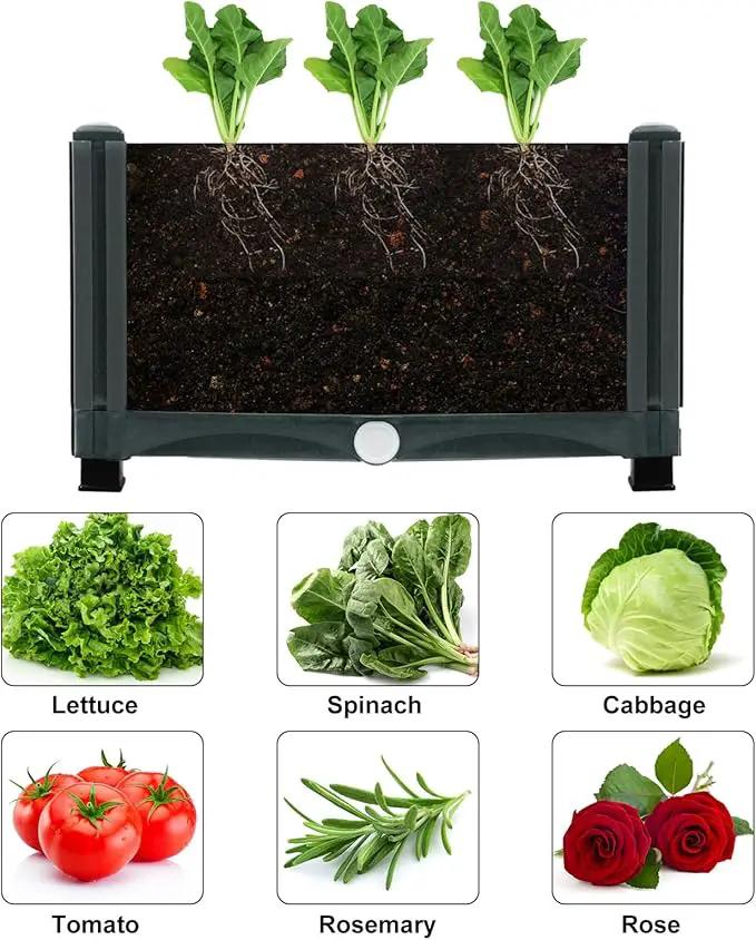 MAYOLIAH Garden Raised Bed Kit, 6 Elevated Planter Boxes with Drainage Holes, Taller Plastic Garden Bed for Vegetables Herbs Flowers Fruits Planting in Front Porch Yard Patio Balcony, Grey by GreenHaven Gardens