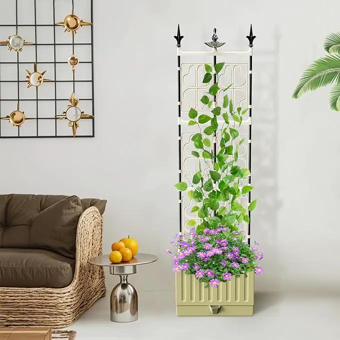 Tomato Planter Box with Trellis, 62" Self Watering Planter Trellis for Climbing Plants Outdoor, Raised Garden Bed for Garden Vegetables Flowers Herbs Indoor Outdoor by GreenHaven Gardens