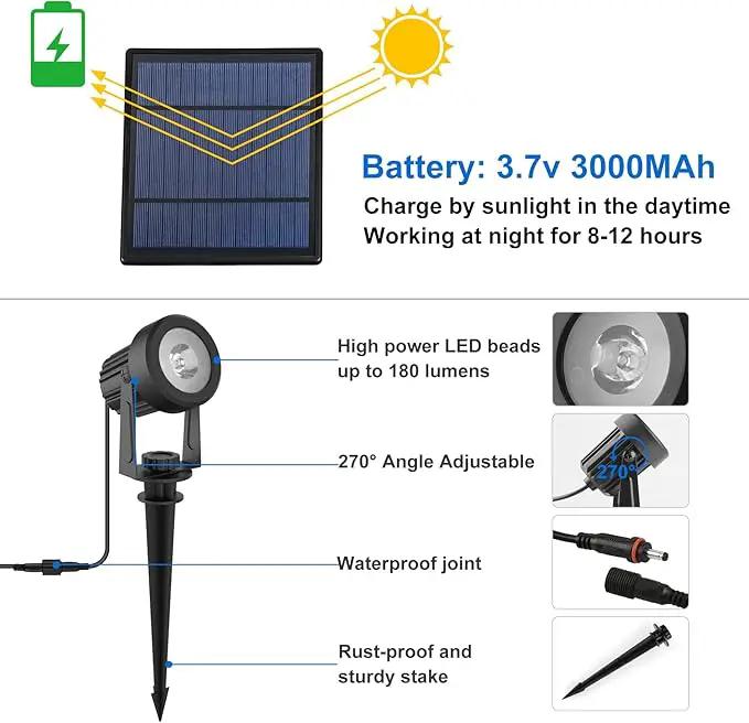 Solar Spot Lights Outdoor, 4-in-1 Solar Landscape Spotlight Waterproof 9.8ft Cable, 5W 3000mAh, Auto ON/Off Adjustable Solar Wall Lights for Yard, Ground, Garden, Pool, Lawn (Cold White) by GreenHaven Gardens