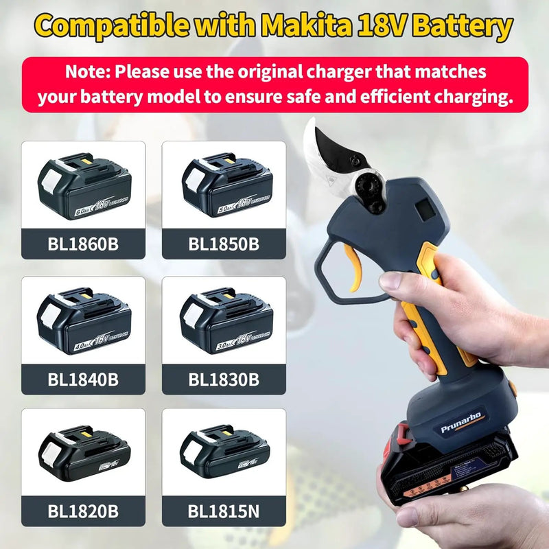 2-in-1 Brushless Pole Pruning Shear, 40mm Professional Cordless Pruners with Extension 1.6 Inches Compatible with Makita 18V Batteries Electric Tree Pruner 4000mAh Battery Secateurs by GreenHaven Gardens