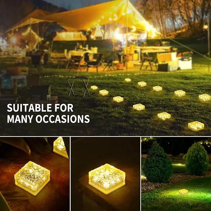 4Pack Solar Brick Lights,4.3 * 4.3in Outdoor Solar Lights,Pavers Lights,Solar Pathway Lights Outdoor Waterproof for Garden Courtyard Pathway, Ice Rock Cube Lights by GreenHaven Gardens