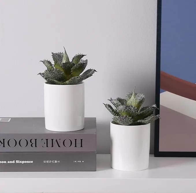 Duovlo Artificial Succulent Plant 5.15 Inch Faux Succulents Agave potatorum Flower Arrangement Craft Wall DIY Materials,Pack of 2 (New Green) by GreenHaven Gardens