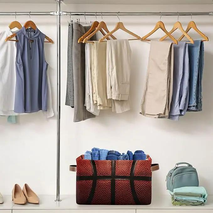Basketball Print Rectangular Storage Basket Organizer Bin Shelf Baskets For Clothes Gifts For Home Office Dorm by GreenHaven Gardens