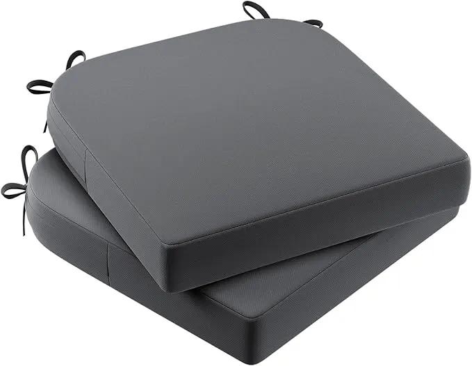 AAAAAcessories Outdoor Seat Cushions for Chairs, Waterproof, Fade-Resistant Patio Furniture Replacement Cushions, 17" x 16" x 2", Set of 2, Dark Gray by GreenHaven Gardens