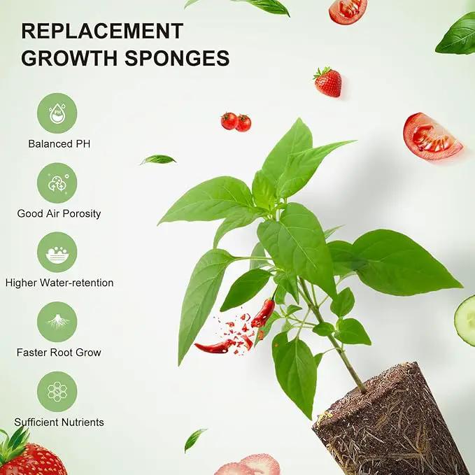 Ahopegarden 50pcs Hydroponic Pods Kit: Compatible with AeroGarden Herb Kits with 50 Grow Sponges; 50 Pods Lable, Highly Breathable - Indoor Garden Kit Supplies for Most Brands by GreenHaven Gardens