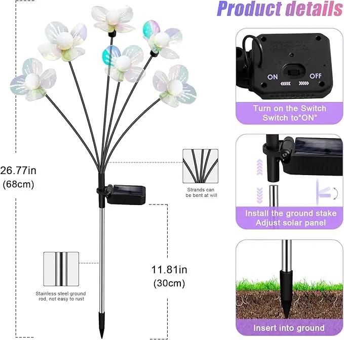 Solar Garden Lights Outdoor,New Upgraded Solar Firefly Lights Waterproof,Sway by Wind,Perfect Gardening Gifts for Women, Holiday Decoration by GreenHaven Gardens