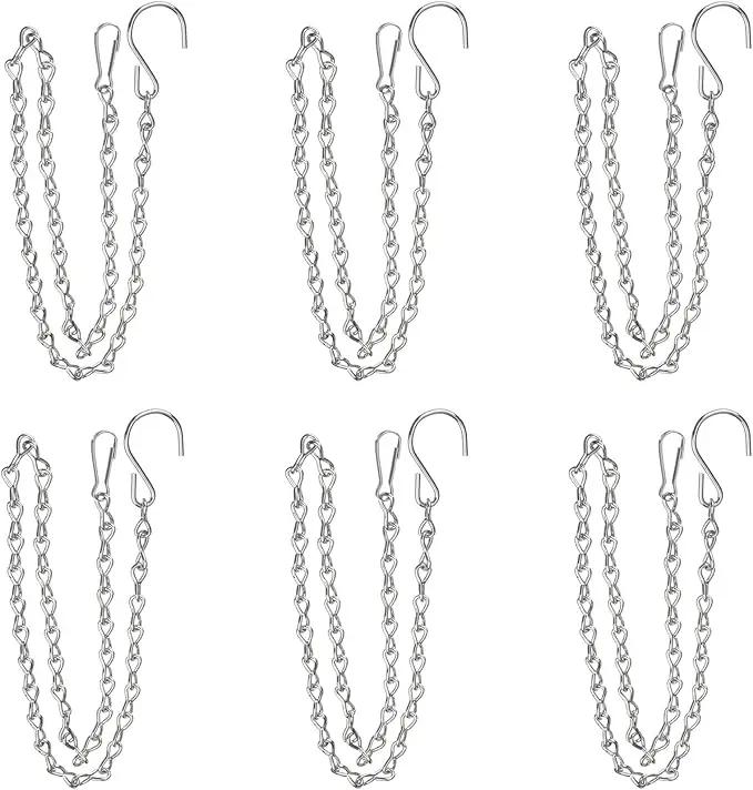 6 Pack 19.7 Inch Silver Hanging Chain for Hanging Bird Feeders, Bird Houses, Planters, Baskets, Birdbaths, Lanterns, Wind Chimes, Billboards, Signs and Ornaments by GreenHaven Gardens