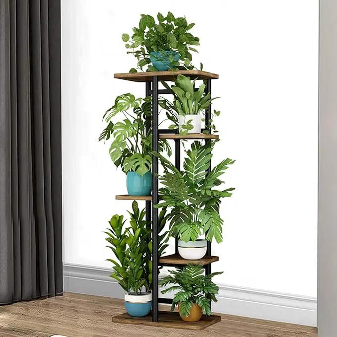 LINZINAR Plant Stand 5 Tier 6 Plant Multiple Flower Rack Holder Shelves Rack Storage Organizer Display Indoor Planter for Balcony Bedroom Patio Garden Living Room, Black by GreenHaven Gardens