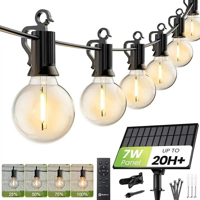 Brightown 208FT Solar String Lights Outdoor Waterproof with Remote, Solar Patio Lights with 100 Shatterproof LED Bulbs, 3 Light Mode, Dimmable & Timer, Hanging String Lights for Porch Garden Bistro by GreenHaven Gardens