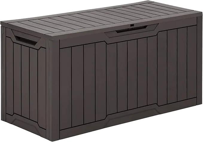 YITAHOME 80 Gallon Outdoor Storage Box, Large Water Resistant Resin Deck Box, Indoor Outdoor Lockable Storage Container for Patio, Garden, Cushions, Tools, Equipment (Dark Brown) by GreenHaven Gardens