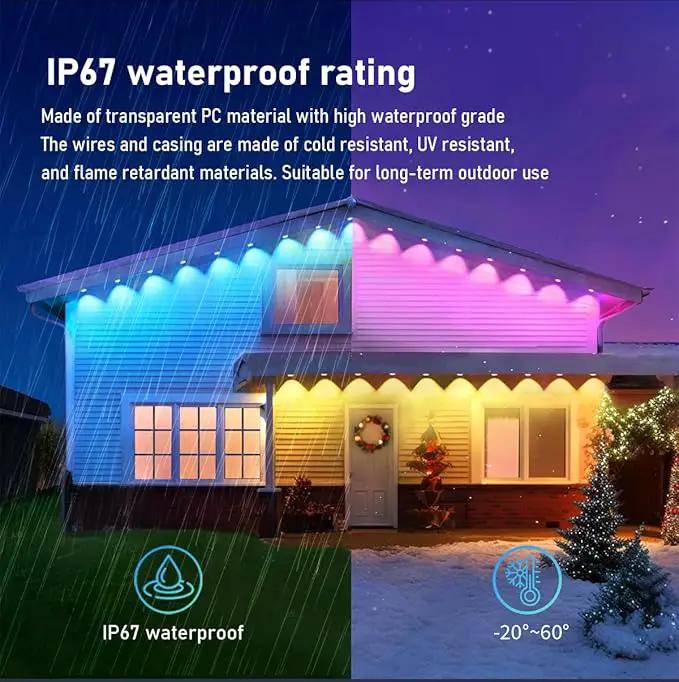 100ft Permanent Outdoor Lights for House, IP67 Waterproof RGB+IC LED Eaves Lights, 54 Scene Modes Outdoor Lighting for Christmas Garden Party Holiday Decorations, with App/Remote Control by GreenHaven Gardens