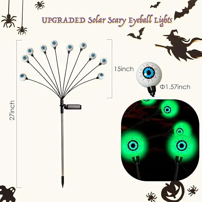 Halloween Decorations, 4 Pack 40LED Solar Halloween Lights Outdoor Scary Eyeball Waterproof Halloween Solar Garden Lights Swaying Firefly Lights for Yard Garden Patio Party Decor Green by GreenHaven Gardens