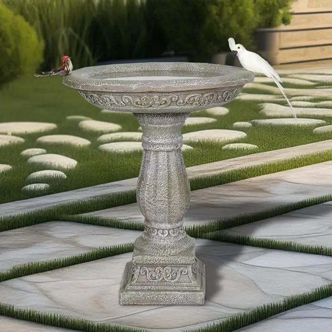 20”Dia.X 23.8”Tall Outdoor Birdbath with Pedestal - Modern Garden Birdbaths Outdoor Decor for Bird Spa & Birdfeeder, Floor Bird Baths for Garden Patio, Yard, Lawn by GreenHaven Gardens