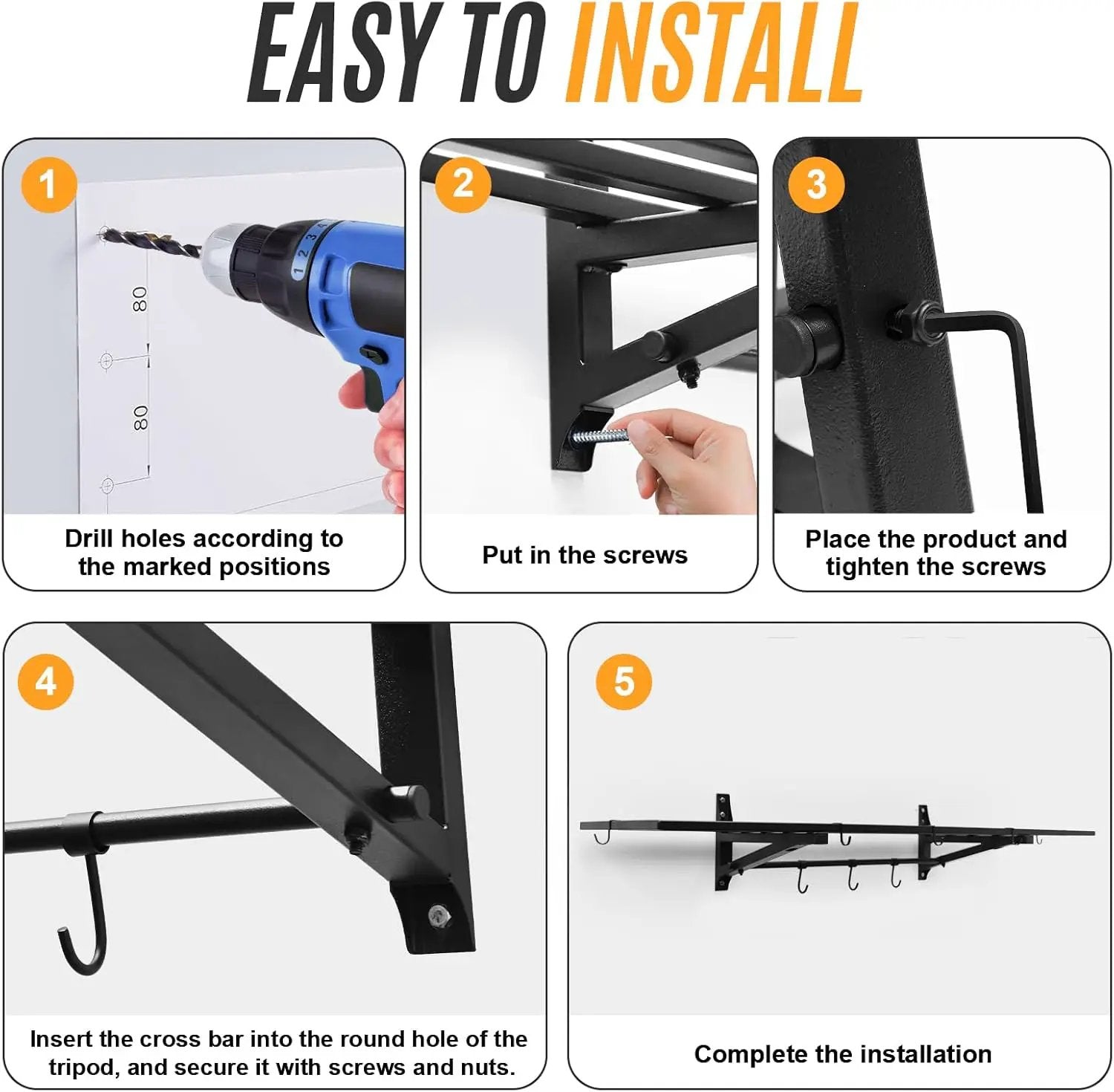 2-Pack 1X4 FT Garage Shelving Wall Mounted Holds Up to 800 Lbs Heavy Duty Wall Shelf, Black Metal Floating Adjustable Wall System Shelves for Garage Storage, Shed by GreenHaven Gardens