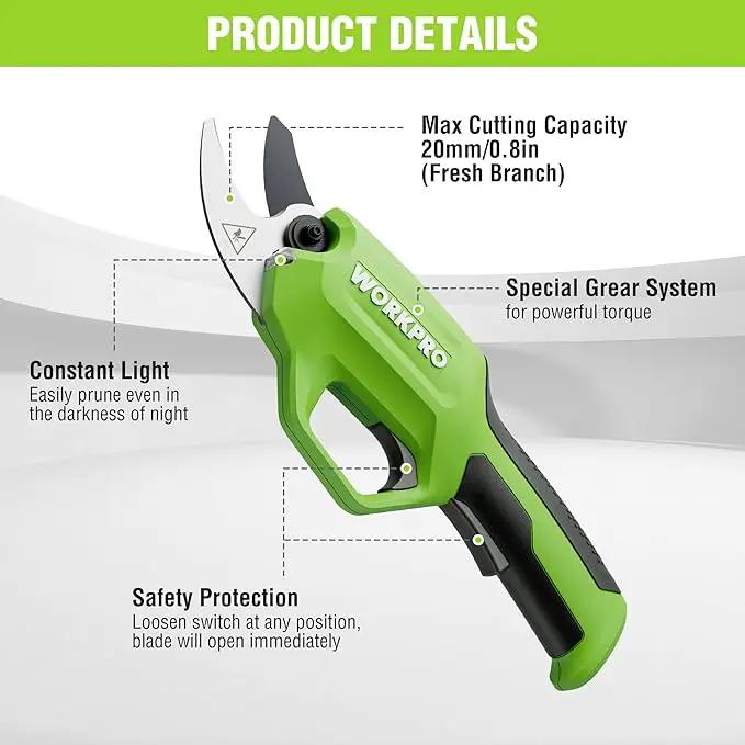 WORKPRO 7.2V Electric Pruning Shears, Battery Powered Pruning Shears, Cordless Tree Pruner, 0.8 Inch Cutting Diameter, Branch Cutter Gardening Scissors with Rechargeable Battery by GreenHaven Gardens