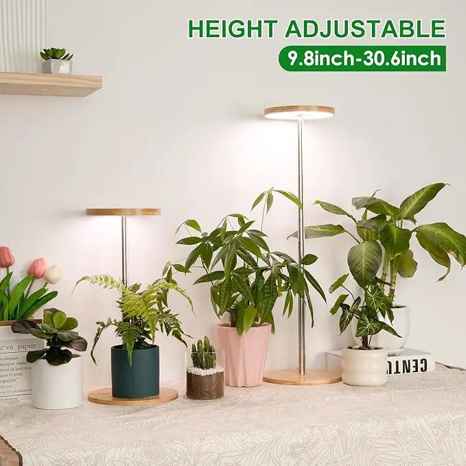 LORDEM Bamboo Grow Light, LED Plant Light for Indoor Plants Growing, Full Spectrum Bamboo Desk Growth Lamp with Automatic Timer for 4H/8H/12H, 4 Dimmable Levels, Height Adjustable, Pack of 2 by GreenHaven Gardens