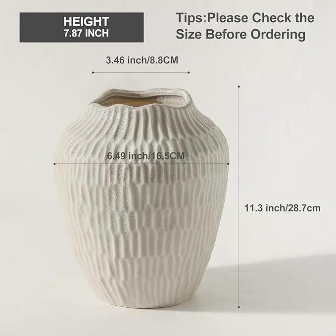 Ceramic Vase for Home Decor,7.8 Inch Flower Vase，Decorative Grey Vases for Pampas Grass，Modern Art Texture for Home Entryway Living Room Dining Table Farmhouse Office Decor-Grey. by GreenHaven Gardens