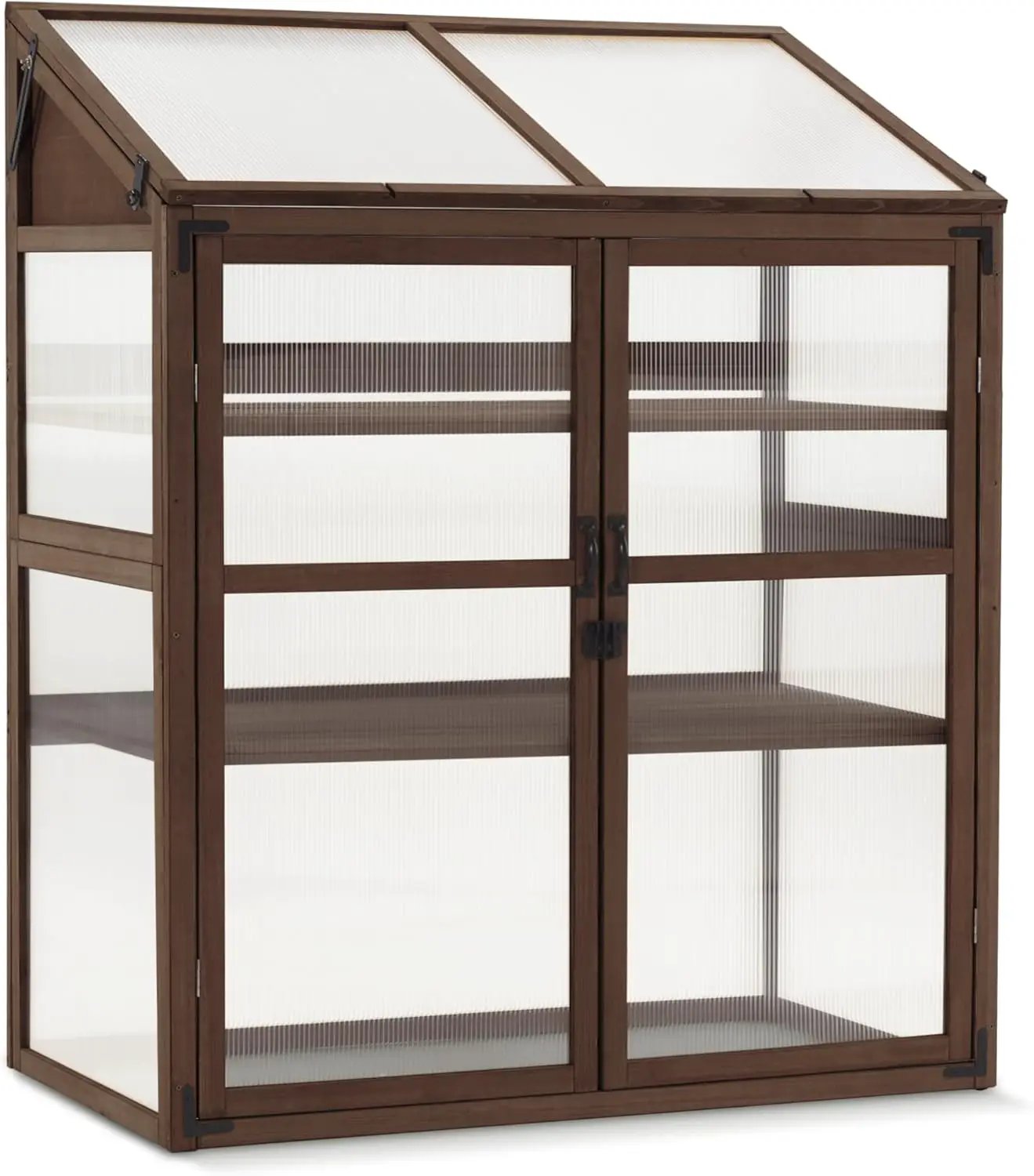 Macrout Cold Frame Greenhouse, Large Wooden Greenhouse Cabinet, Garden Cold Frame with Adjustable Shelves for Outdoor Indoor Use, 1344 (Brown) by GreenHaven Gardens
