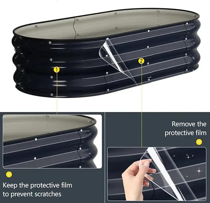 Kesfitt Raised Garden Bed Kit,Outdoor Galvanized Planter Raised Boxes with Safety Edging and Gloves,Large Metal Raised Garden Beds for Gardening Vegetables,Fruits,Flower(4x2x1FT) by GreenHaven Gardens