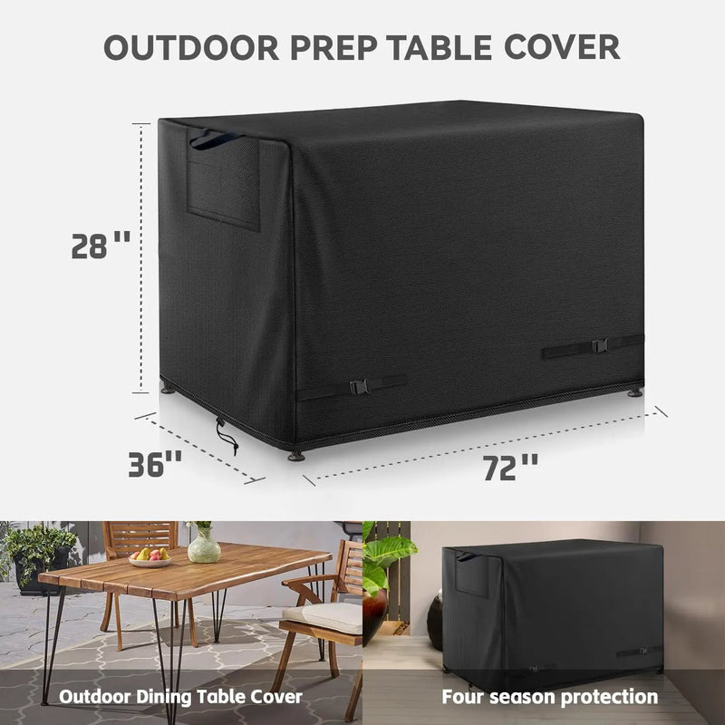 Outdoor Dining Table Cover - Heavy Duty Waterproof Cover for Patio Metal Steel Slat Table, Compatible 72" x 36" Black by GreenHaven Gardens