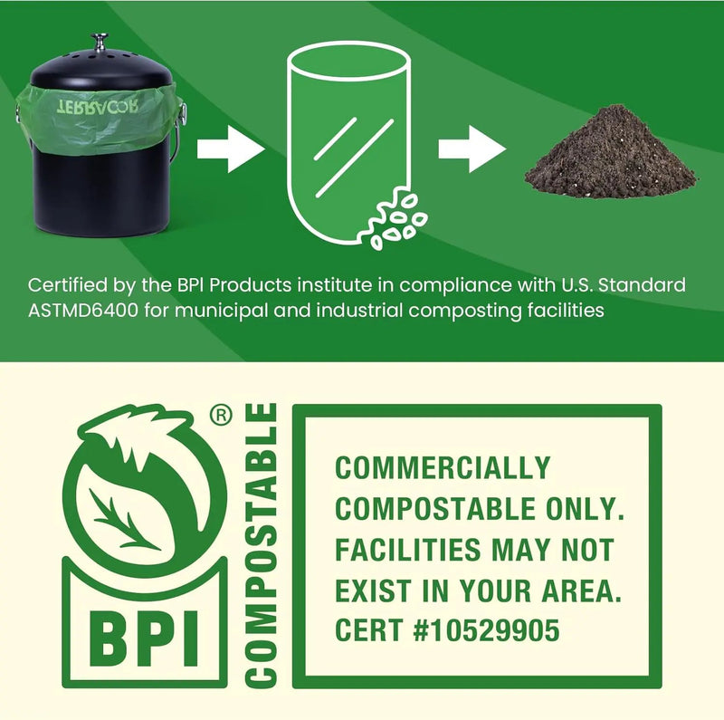1.3 Gallon Compostable Trash Bags, 35 Bags Compost Bags for Countertop Bin, BPI Certified and Meet The ASTM D6400 Standard，Compostable Trash Bags in Dispenser Packs by GreenHaven Gardens