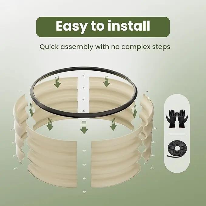 ZXZYHFTY Round Galvanized Raised Garden Bed kit,White Outdoor Garden Raised Planter Box, Round Large Metal Raised Garden Beds for Vegetable 2 * 2 * 1ft 3 Pcs by GreenHaven Gardens