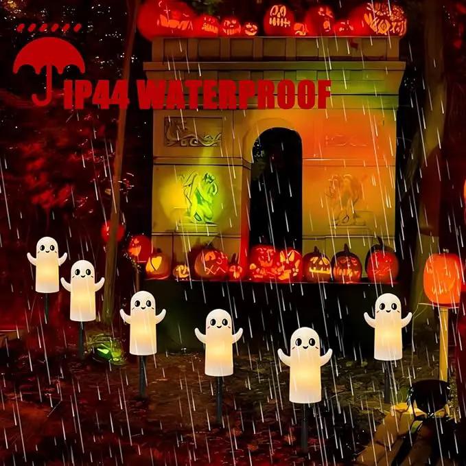 4 Pack Halloween Smiley Elves Pathway Lights, 7Ft Outdoor Halloween Decorations Lights with LED Smiling Ghost Yard Stakes Lights for Outdoor Garden Walkway Patio Backyard Halloween Party Decor by GreenHaven Gardens