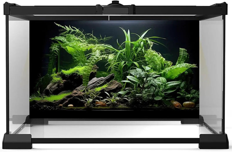 Aquarium Background Freshwater Green Plants Terrarium Background Aquatic Underwater Sea Grass Tank Background Wood Root Rock with Moss Jungle Style Fish Tank Background Poster Wallpaper 72x24in by GreenHaven Gardens