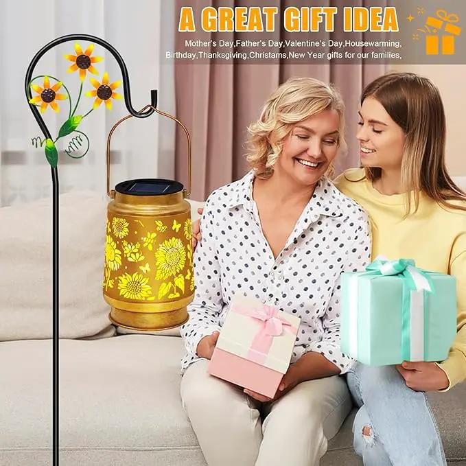 2 Pack Sunflower Solar Lanterns Outdoor Waterproof,Solar Lights Garden Decor Gifts for Mom Women Grandma Decoration Outside for Yard, Patio,Backyard,Porch by GreenHaven Gardens
